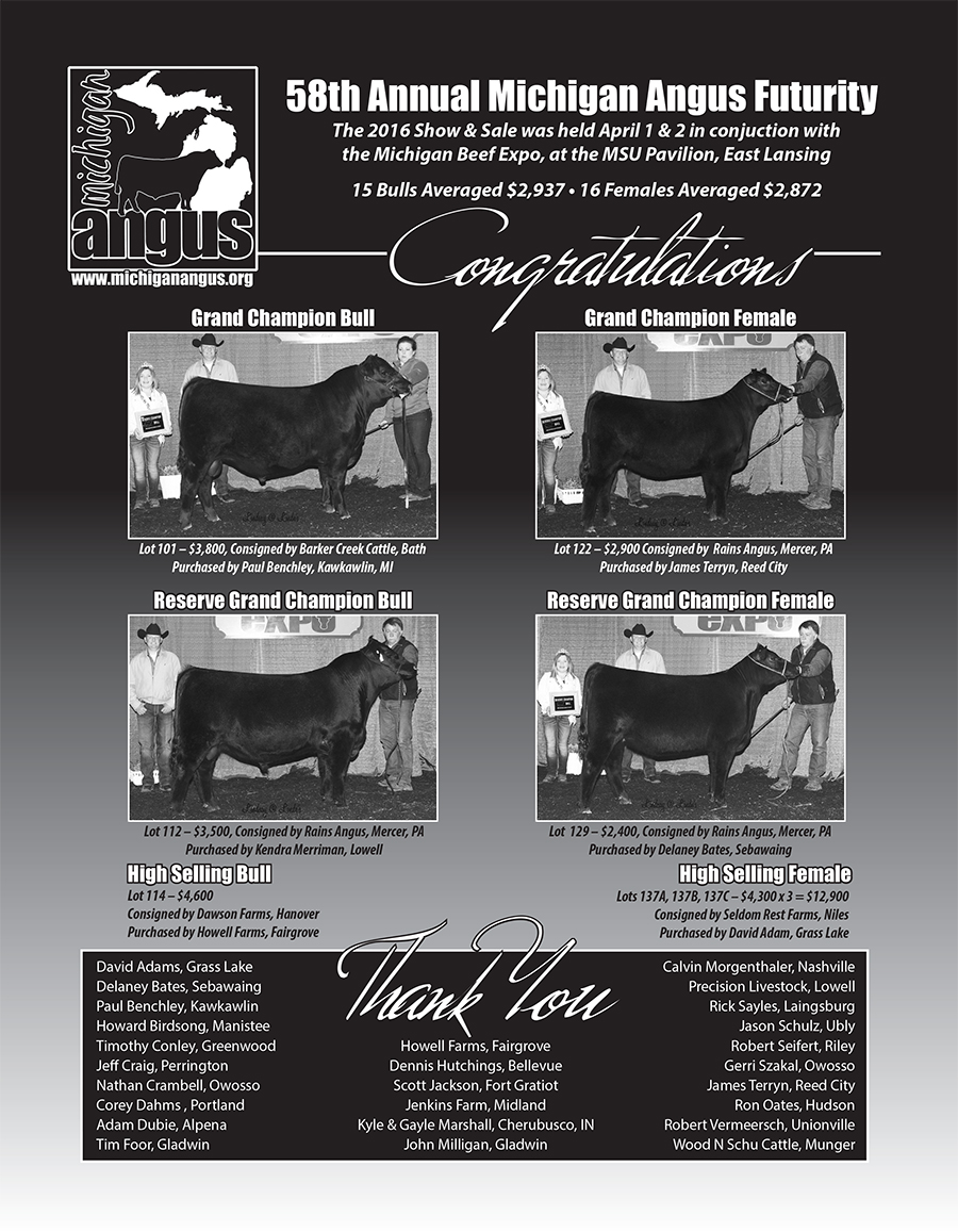 58th Annual Michigan Angus Futurity Results
